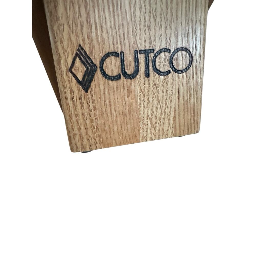 CUTCO 5-Slot Gourmet Knife Block #1749 Solid Oak Wood Honey Finish Made USA - Picture 3 of 5